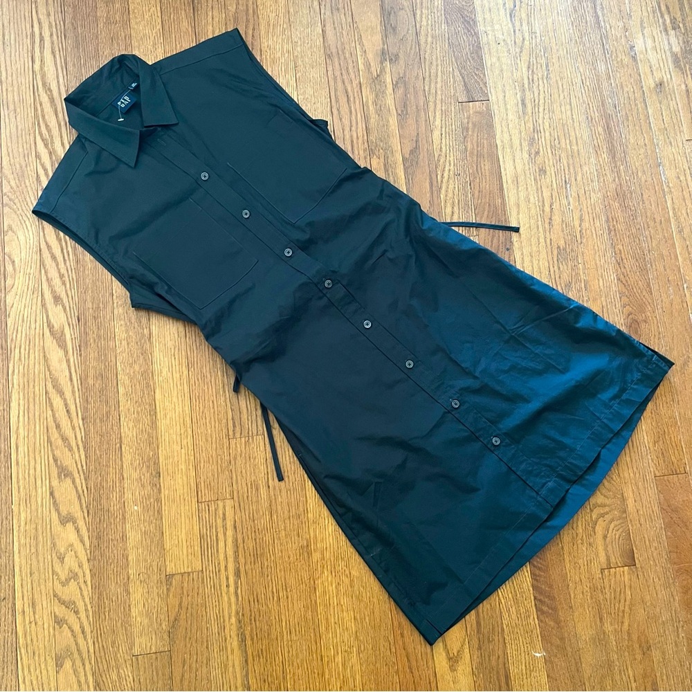 GAP Black Shirt Utility Dress Cut Out Back  Size XS